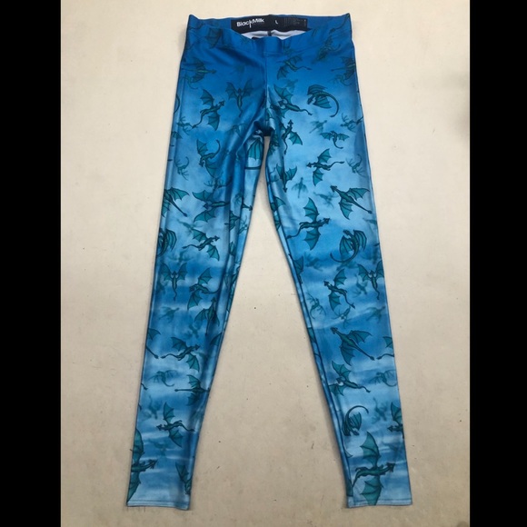 Blackmilk Pants - Black Milk Blue Dragons Leggings